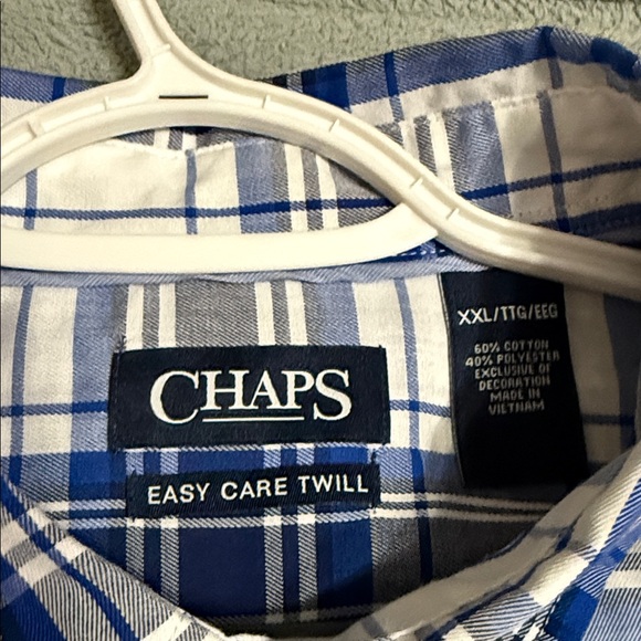 Chaps Navy and White Plaid Button Down Shirt - Picture 2 of 8